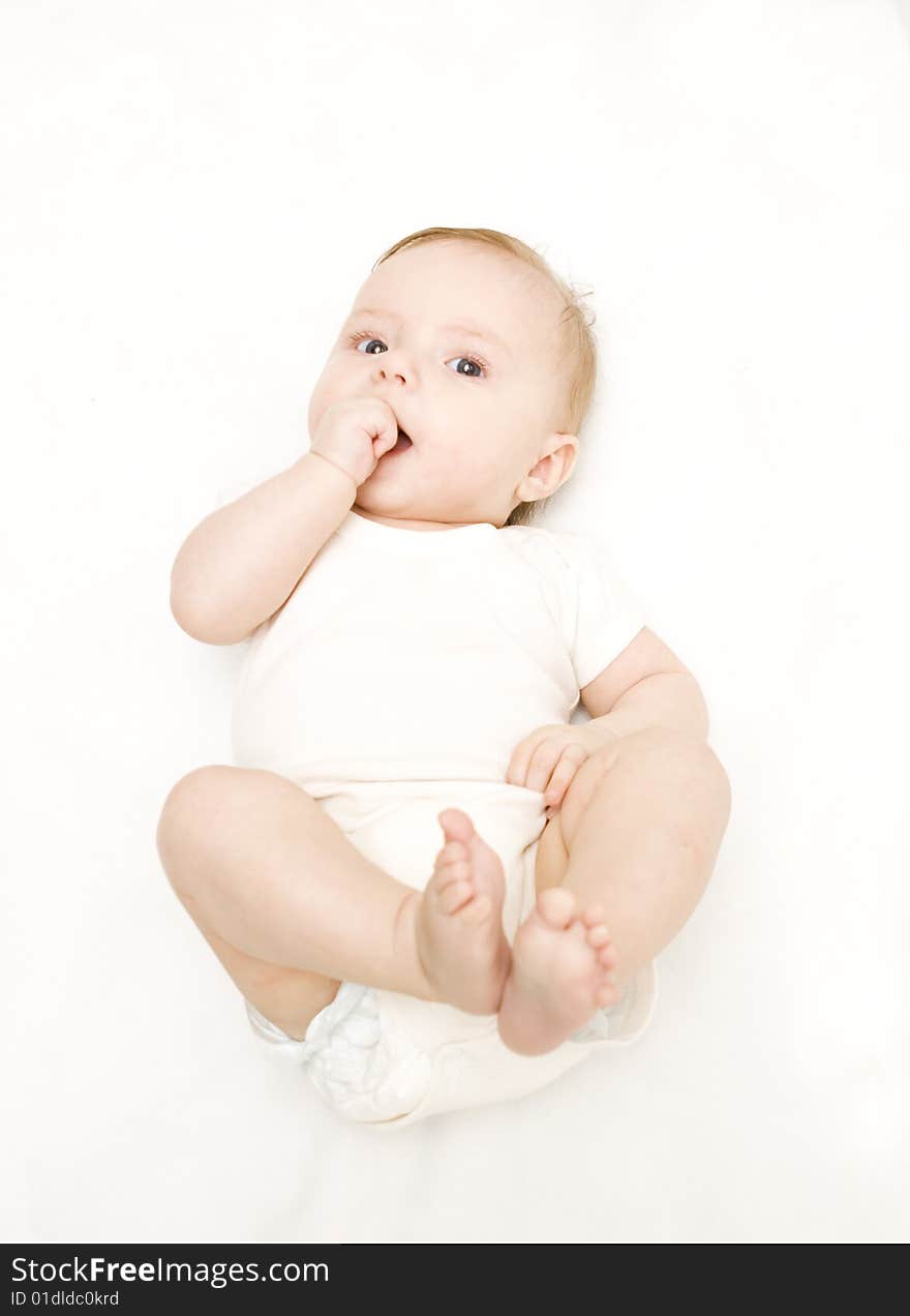 Little Baby On A White Background