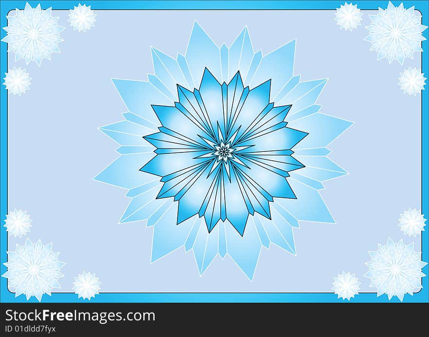 Snowflakes over blue, abstract background - vector