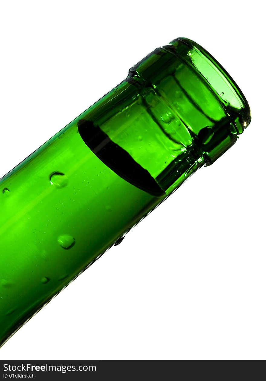 Neck of a bottle isolated on white background