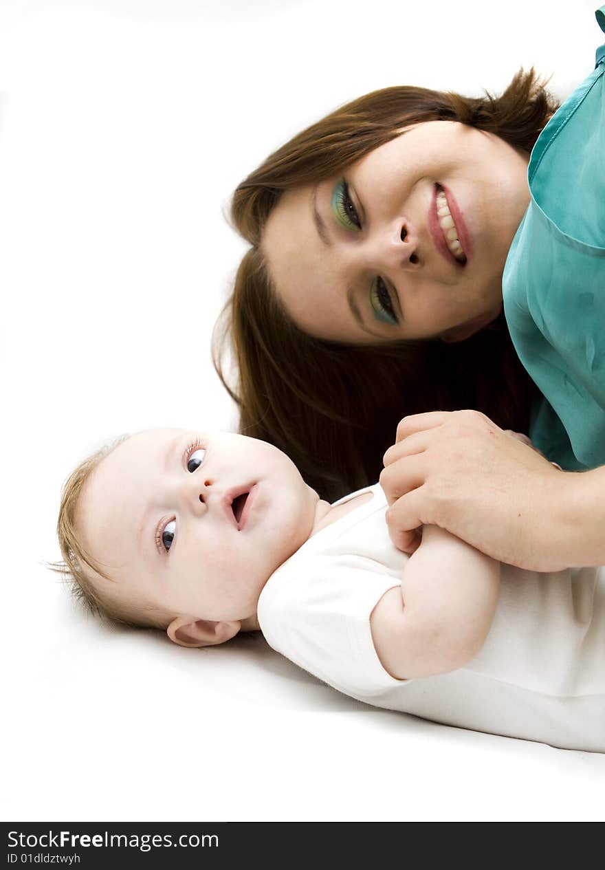 Happy family on a white background. Happy family on a white background