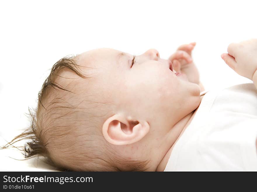 Little baby on a white background