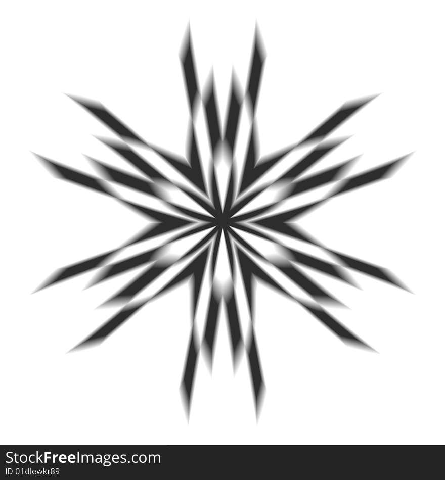 A six sided star done in shades of black, gray on a white background. A six sided star done in shades of black, gray on a white background.