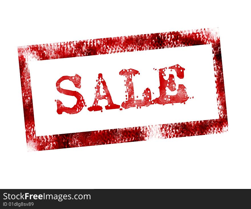 Red sale stamp on white background. illustration