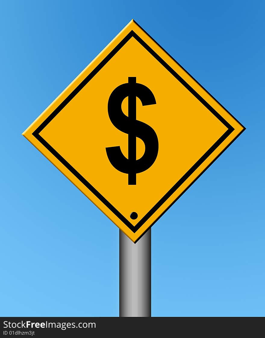 Money signal on blue background. business illustration