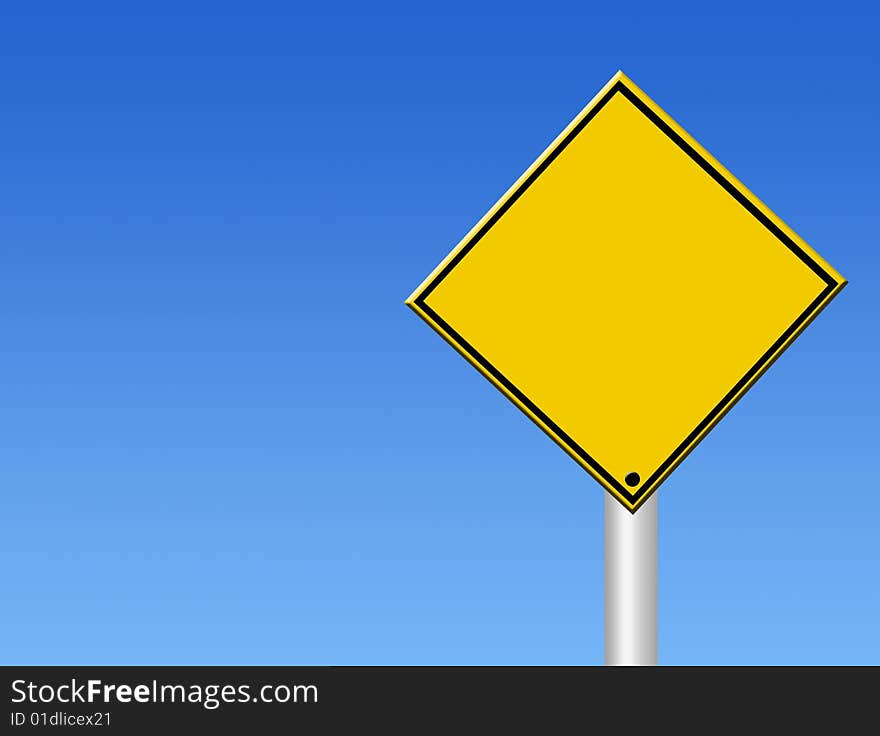 Blank traffic sign on blue background. illustration. Blank traffic sign on blue background. illustration