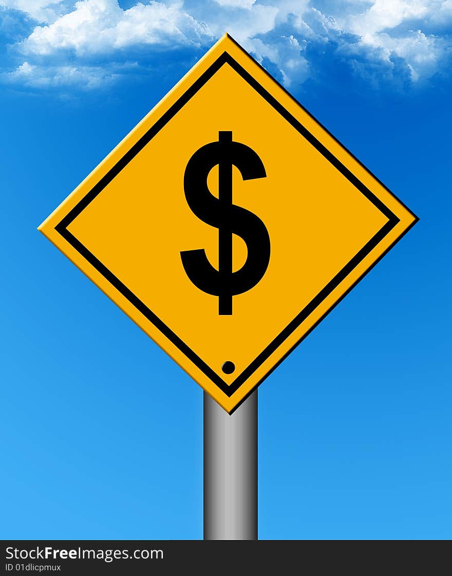 Money signal on blue background. business illustration