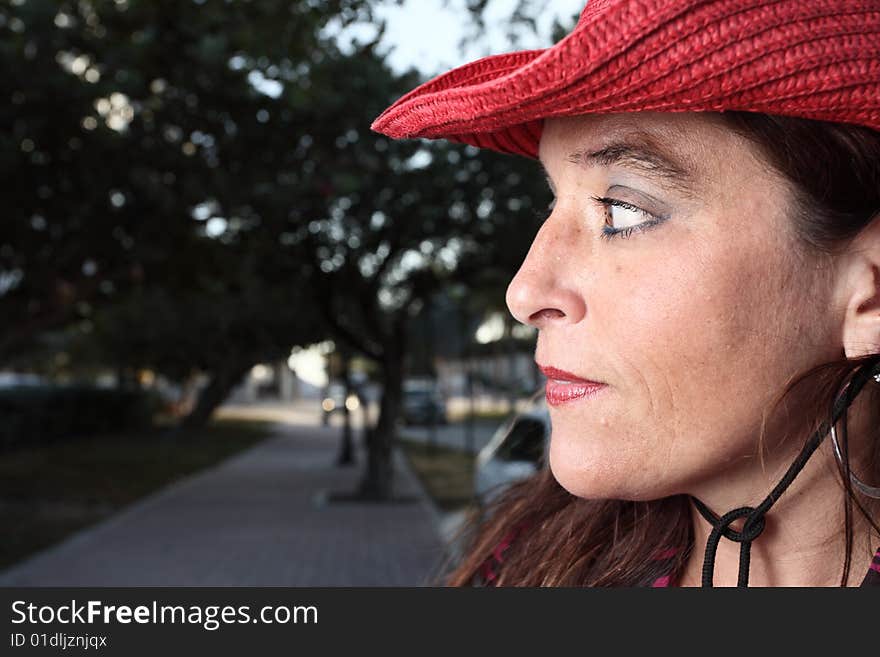 Woman with a red hat