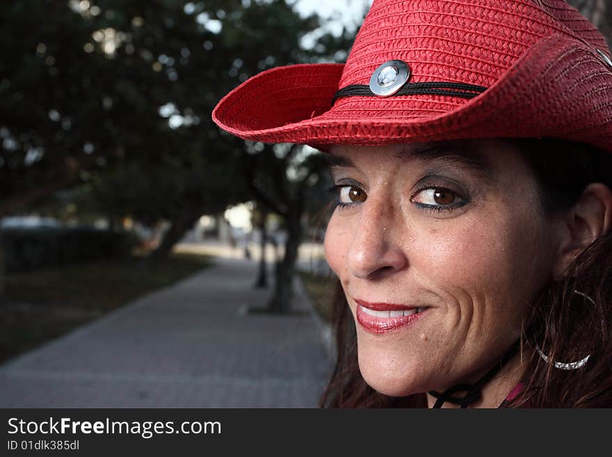 Woman In A Red Hat