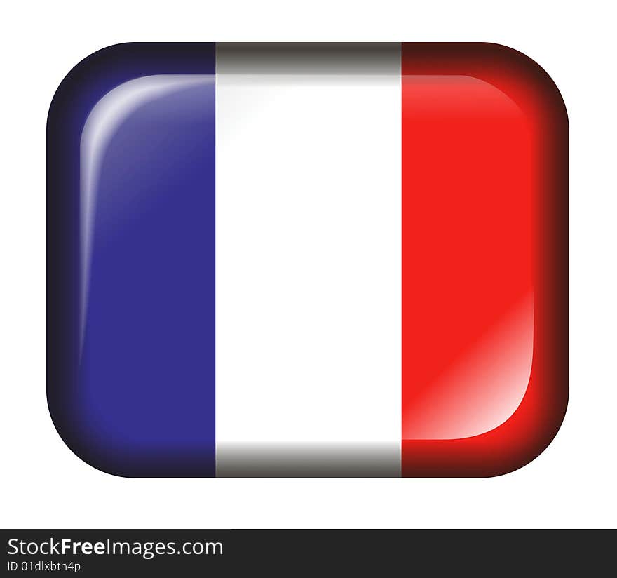 France Flag Button 3d Effect Isolated In White