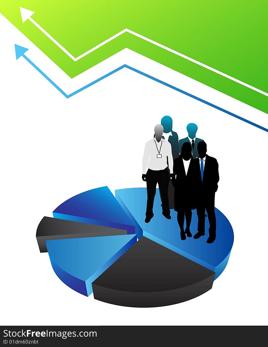 Vector illustration of business people on the graph