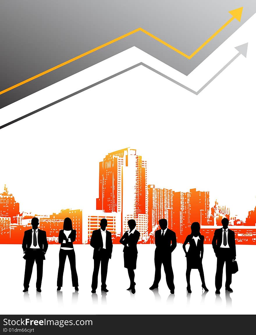 Vector illustration of business people on the graph