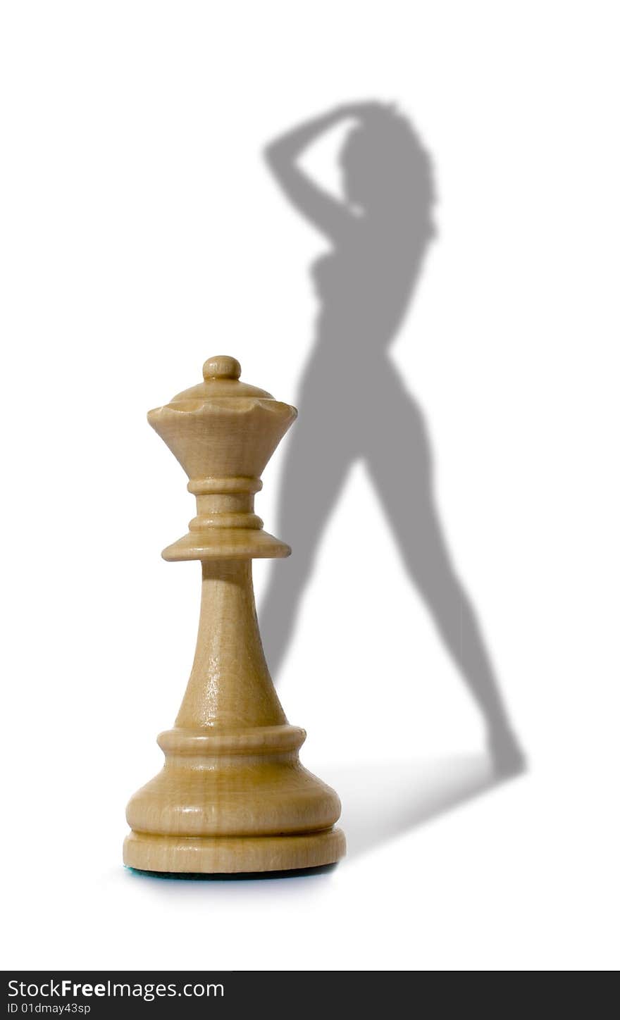 Chess composition with lady on white background