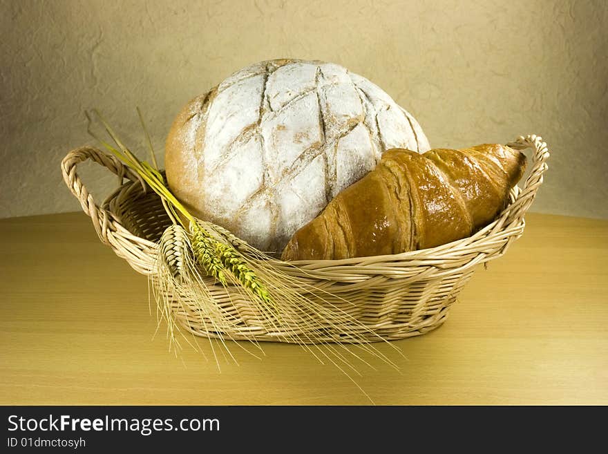 Bread and Croissant on basket