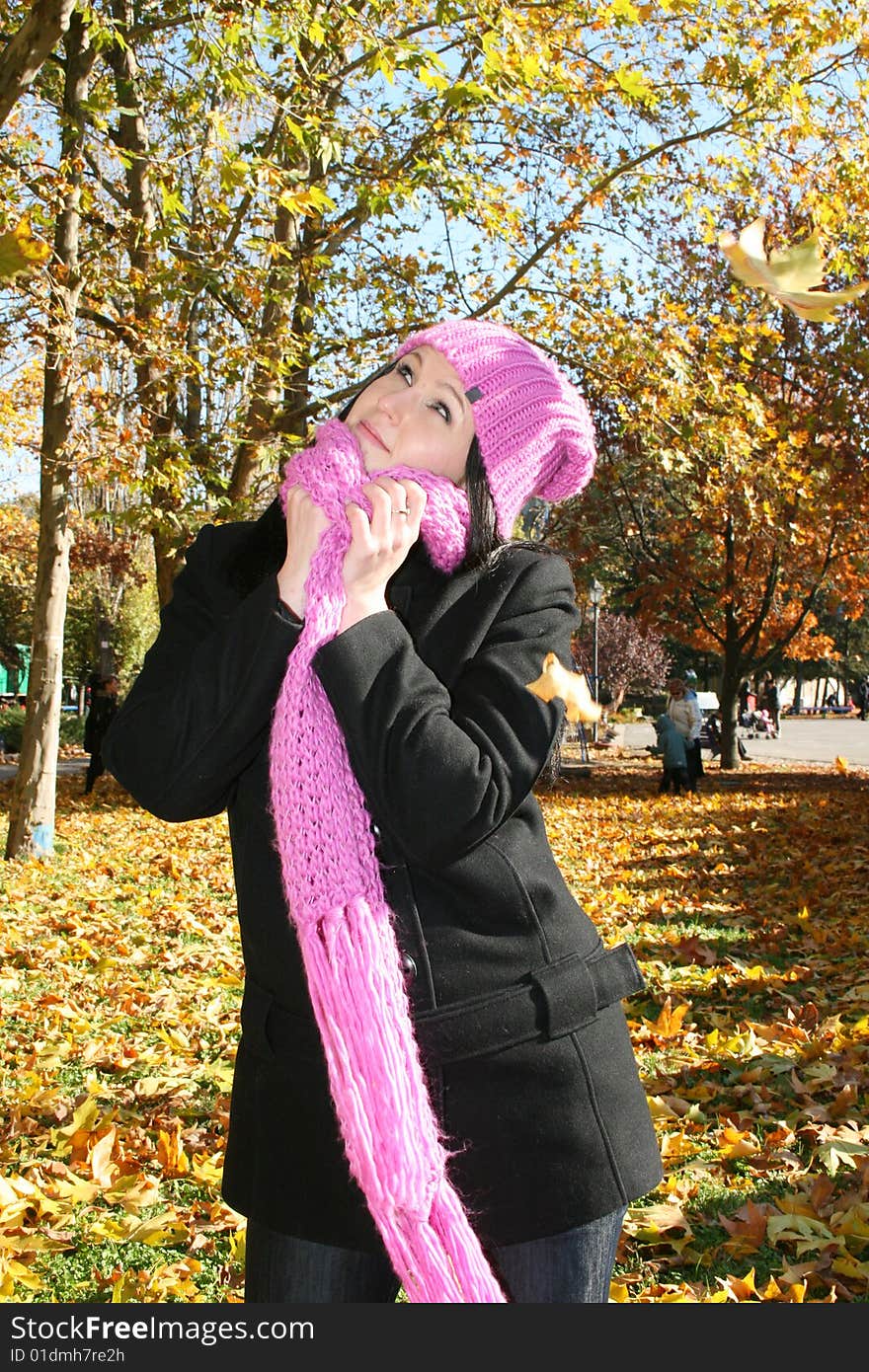 An attractive young lady out park