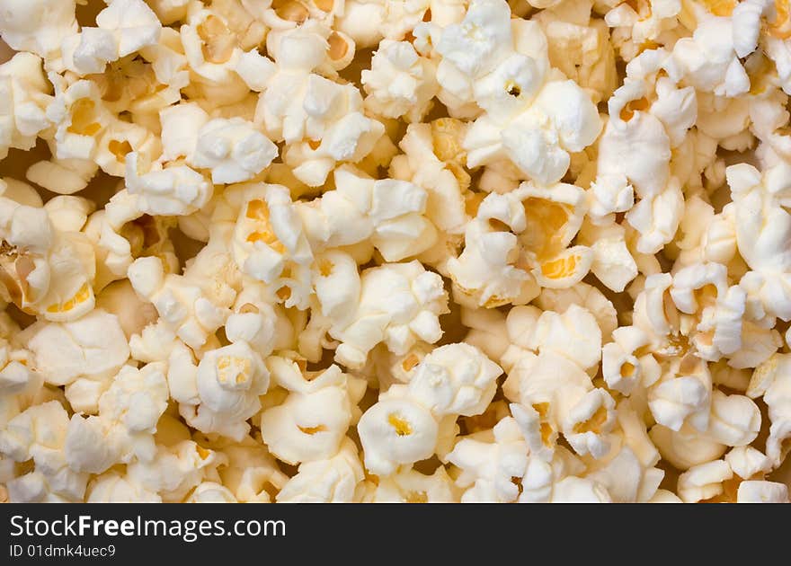 Popped popcorn background texture closeup