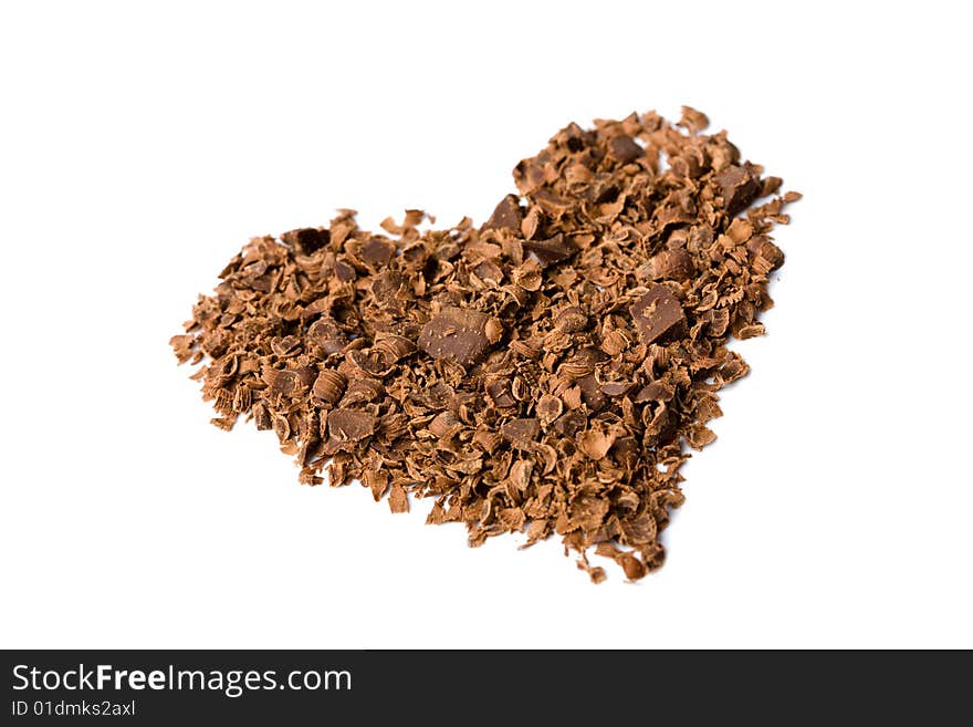 Chocolate in heart shape isolated