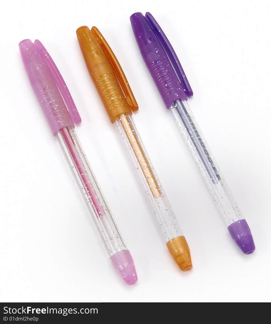 Colorful pens isolated at white