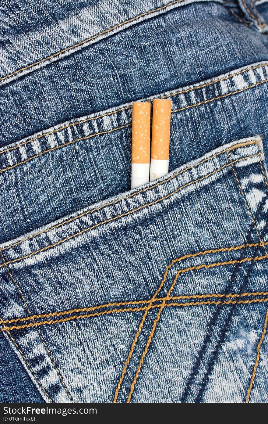 Two cigarettes in jeans pocket