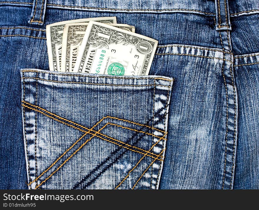 Denim Jeans With Money In Back Pocket