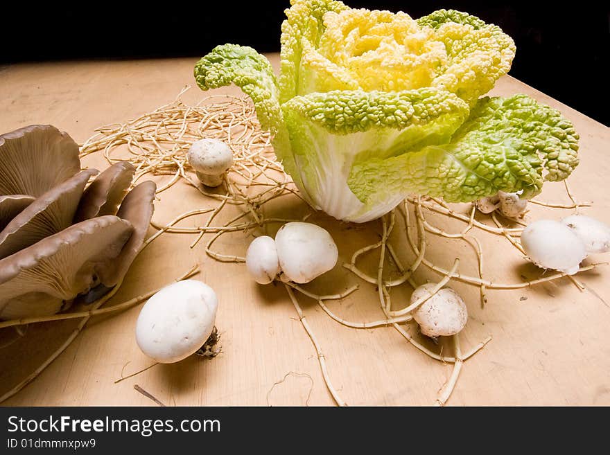 Cabbage and mushroom