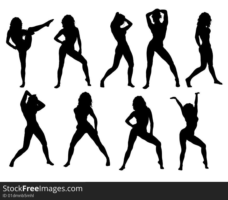 Girl practicing fitness  on  white  background