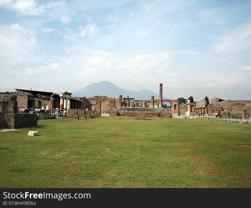 Ancient ruins of Pompeii and volcano Vesuvius, Italy