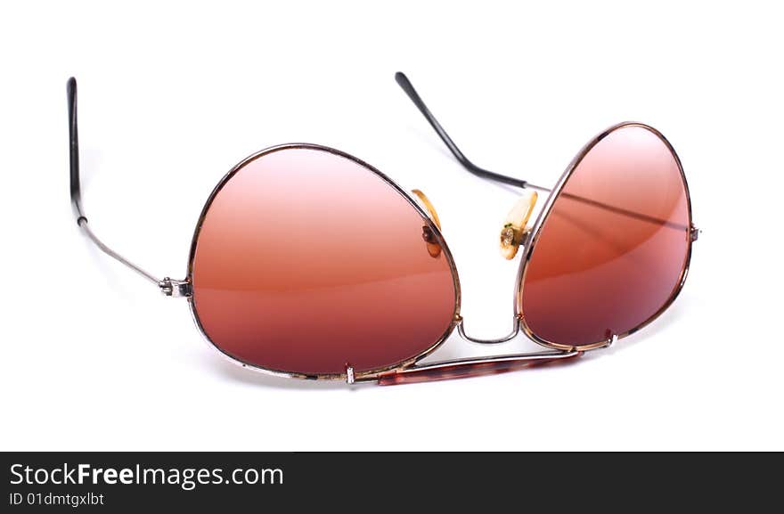 Retro sunglasses on white background