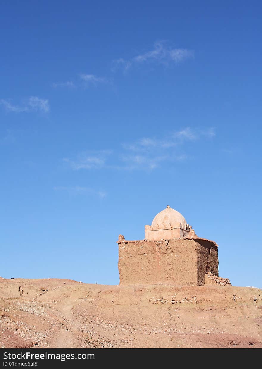 Mausoleum or Muslim shrine in Atlas mountains of Morocco