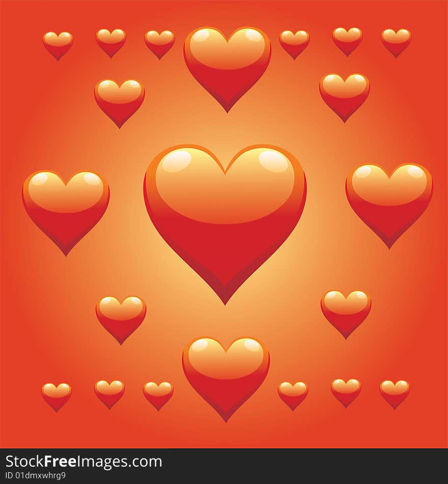 Vector scene heart and love. Vector scene heart and love