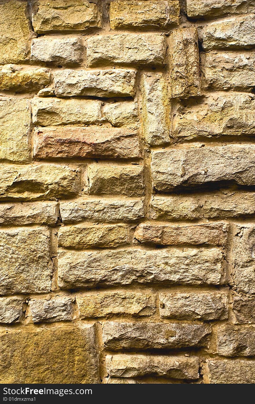 Old stone wall, built out of rubble.