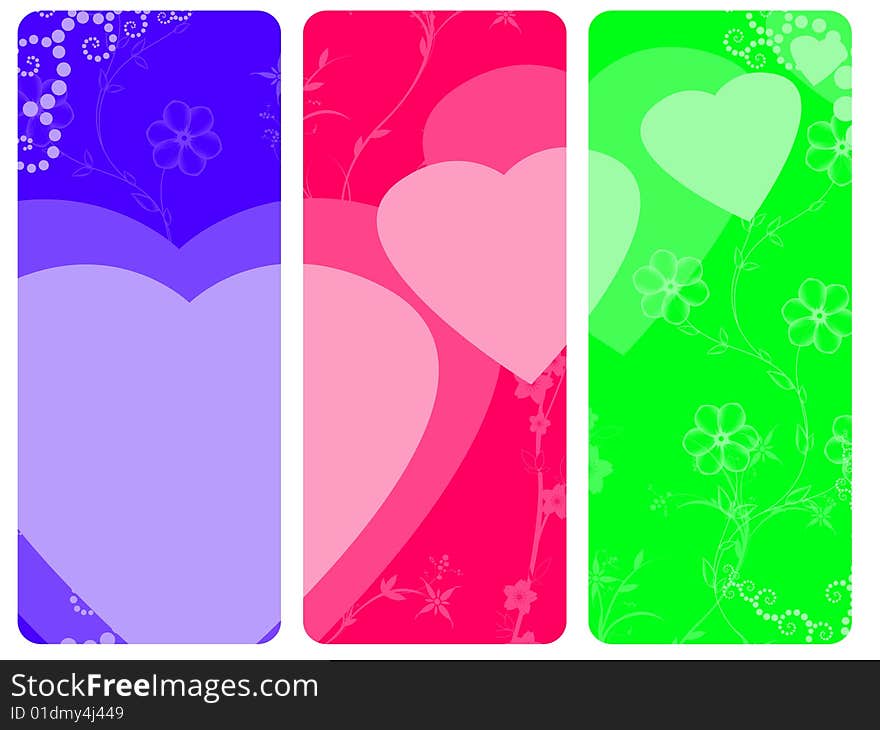 Color illustration with blocs patterns and hearts. Color illustration with blocs patterns and hearts