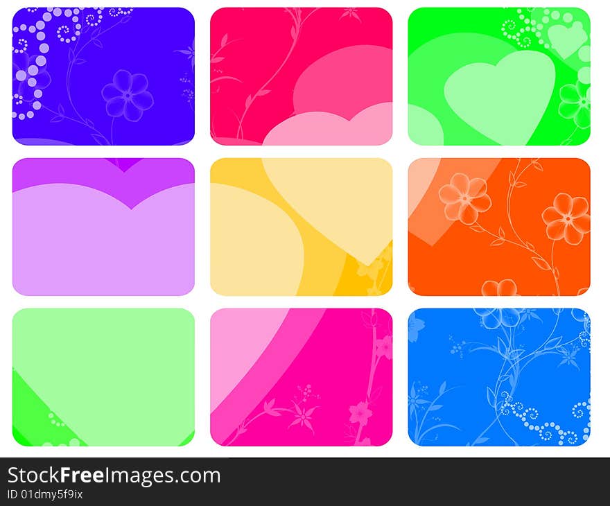 Color illustration with blocs patterns and hearts. Color illustration with blocs patterns and hearts