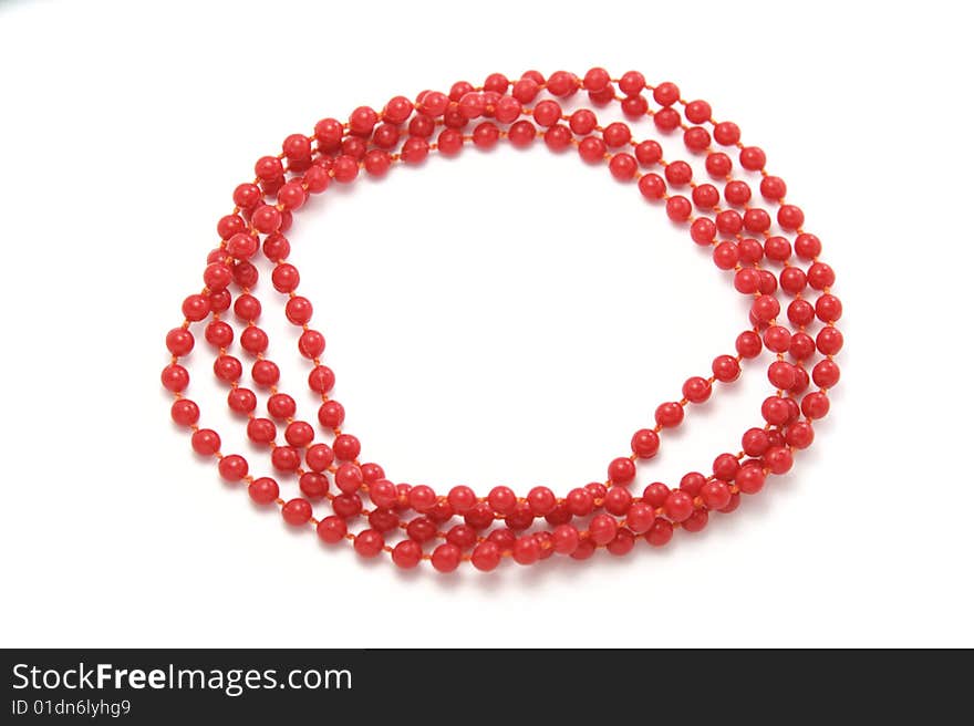 RED BRACELET ISOLATED ON WHITE