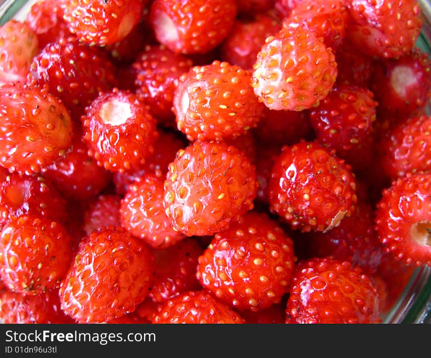 Wild sweet strawberry on a breakfast