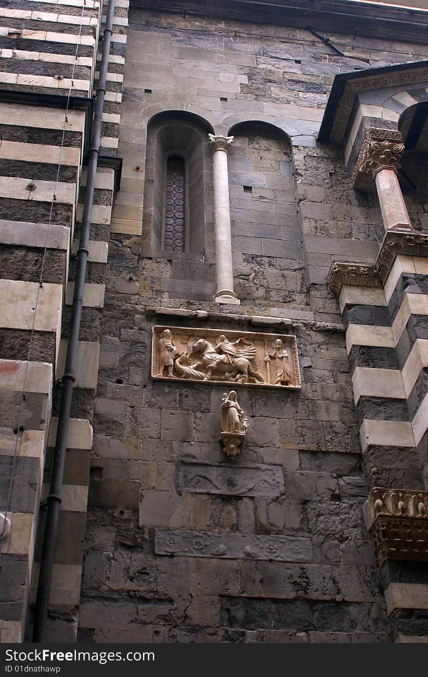 Architecture detail of church Duomo in Genova