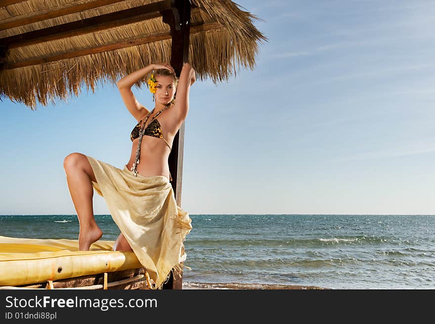 Woman relaxing near the sea