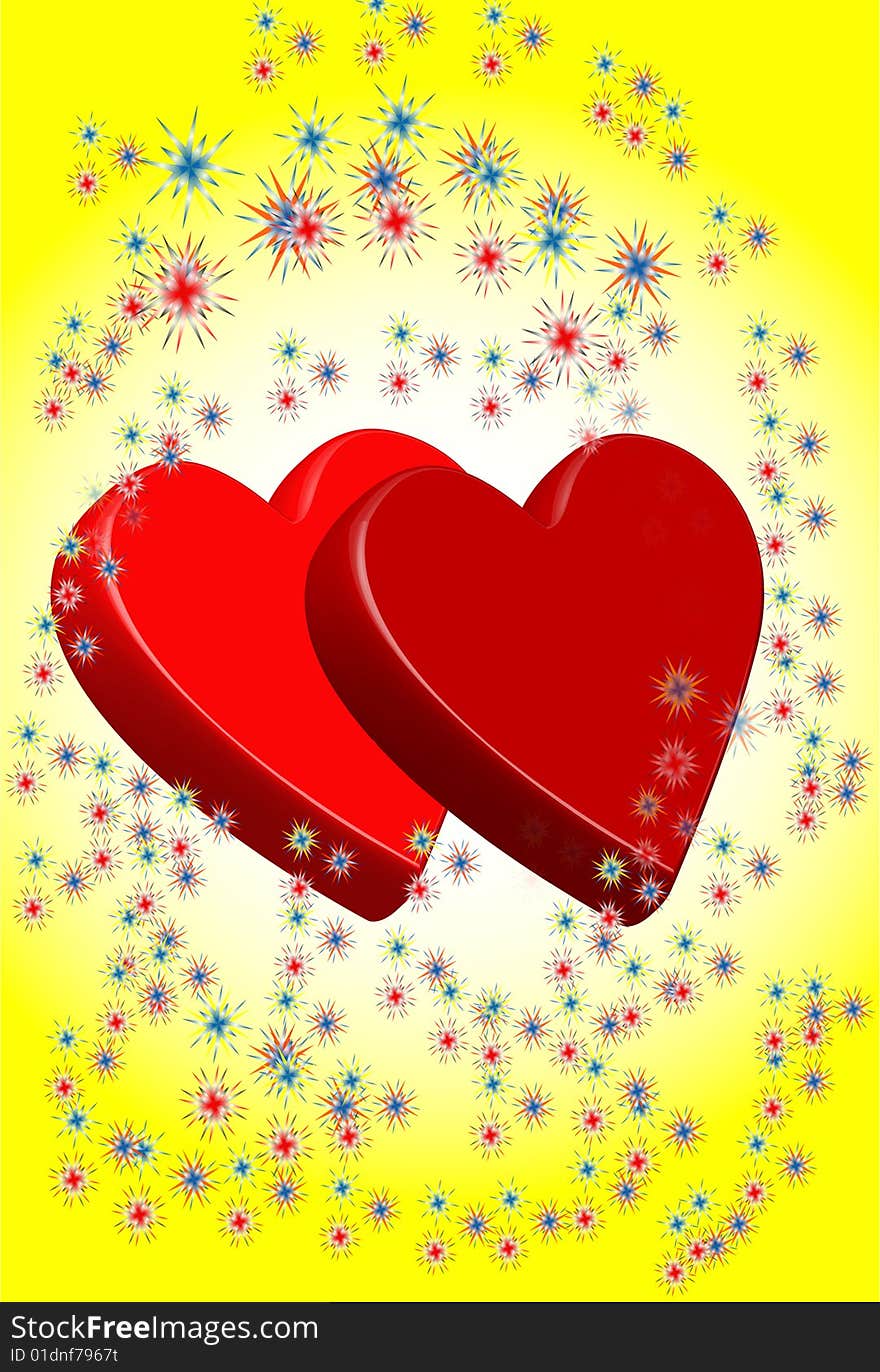 Two hearts are festively executed