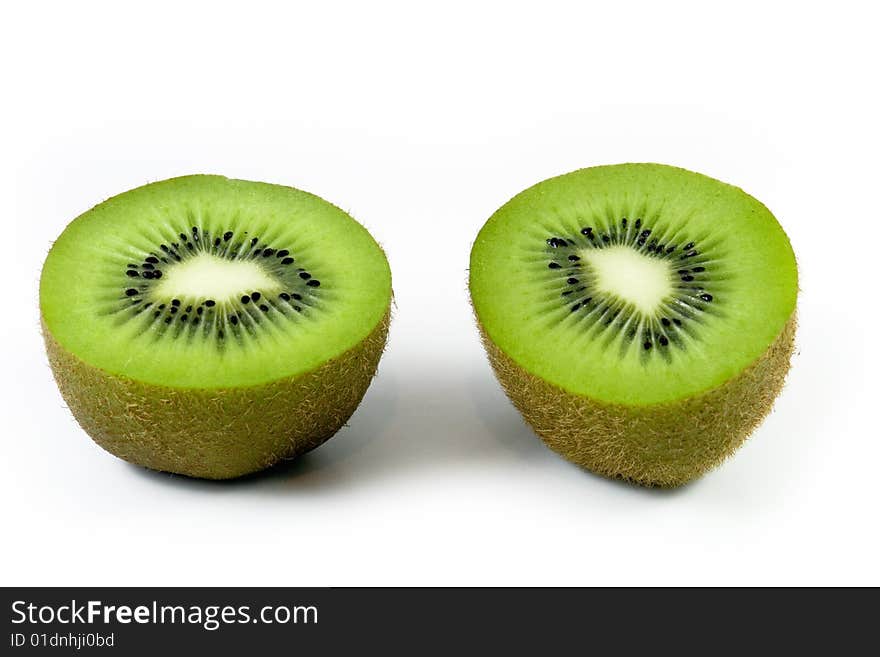 Kiwi fruit cut on white background