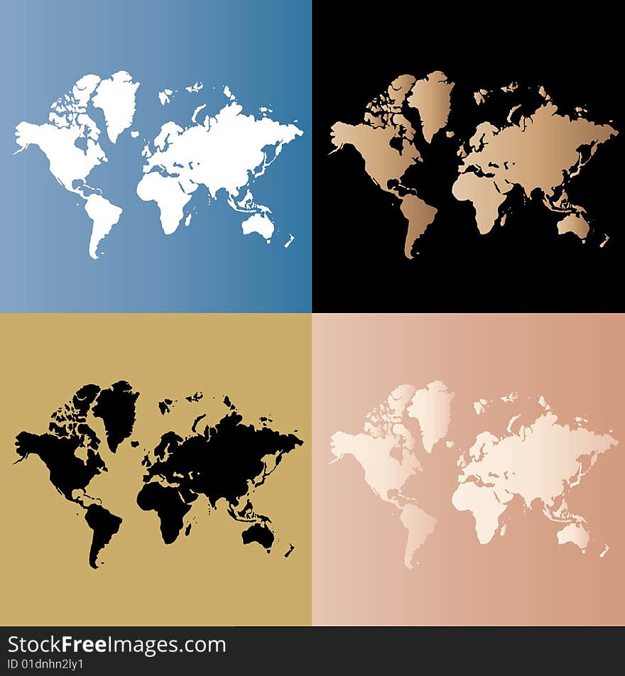 Illustrated map of world with different background