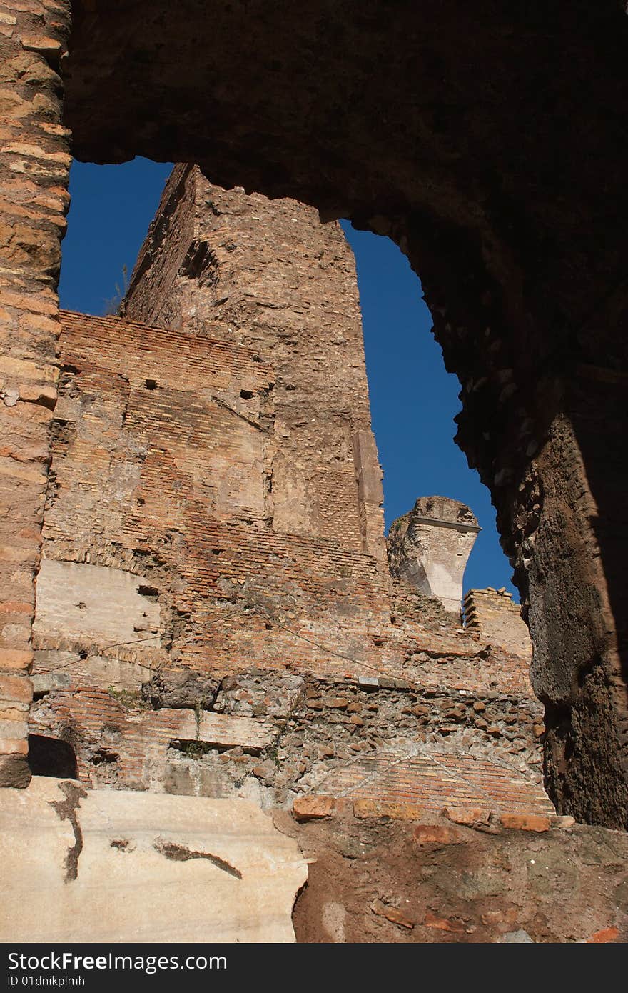 Architecture ruins of ancient bath in Roma