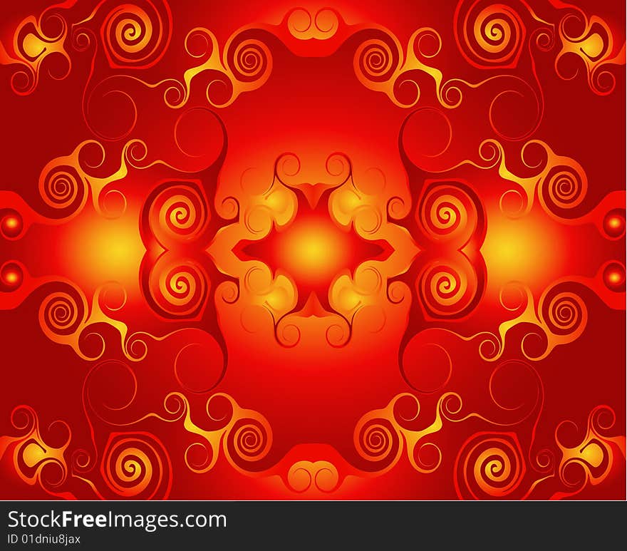 Abstract ethnic pattern of red and orange colours. Abstract ethnic pattern of red and orange colours