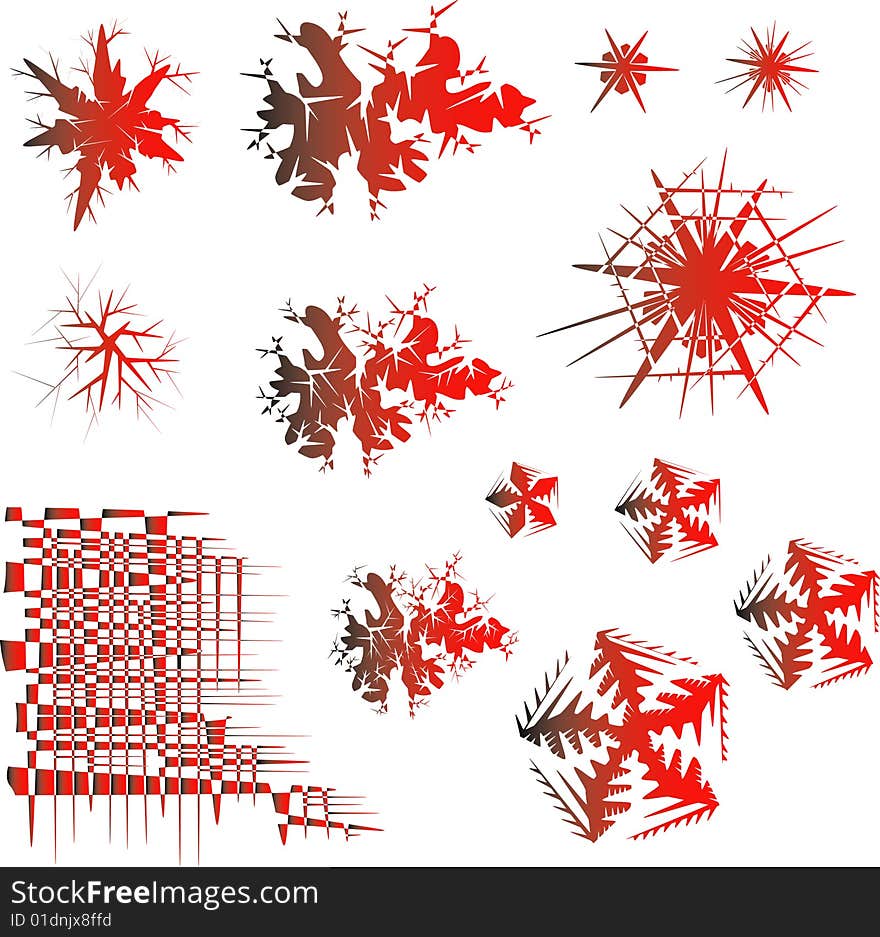 Abstract vector shapes of black and red colours. Abstract vector shapes of black and red colours