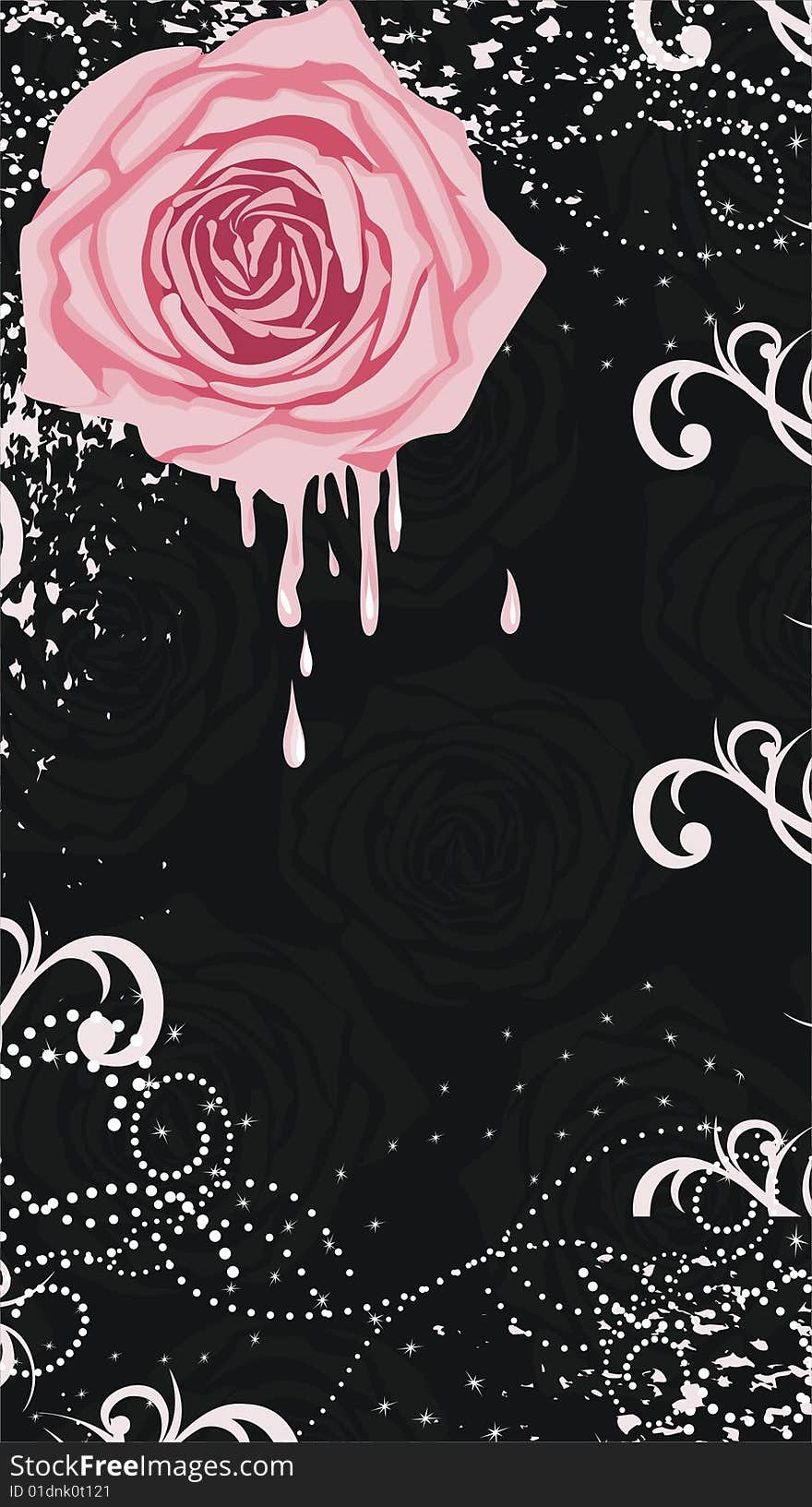 Pink  rose floral design element. Pink  rose floral design element