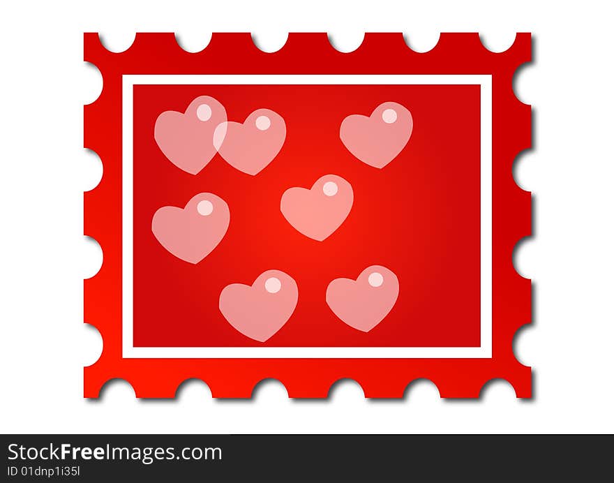 White hearts of red label vector illustration