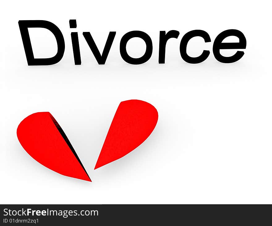 Picture Divorce. The broken heart on a white background.