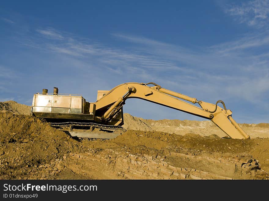 Excavator On Construction Site