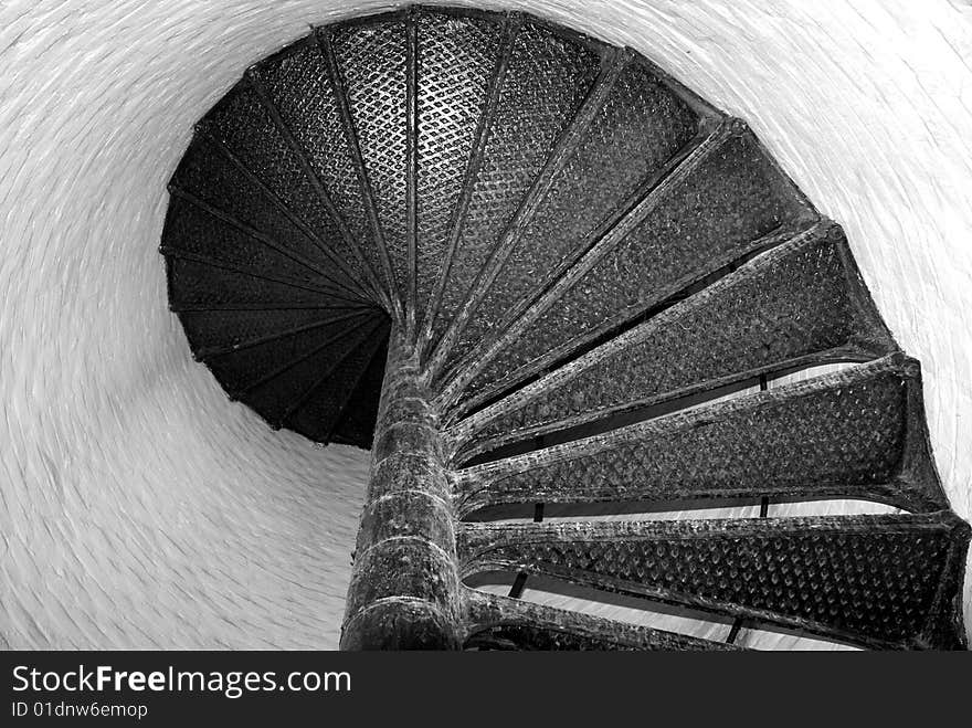 Spiral staircase in historical lighthouse