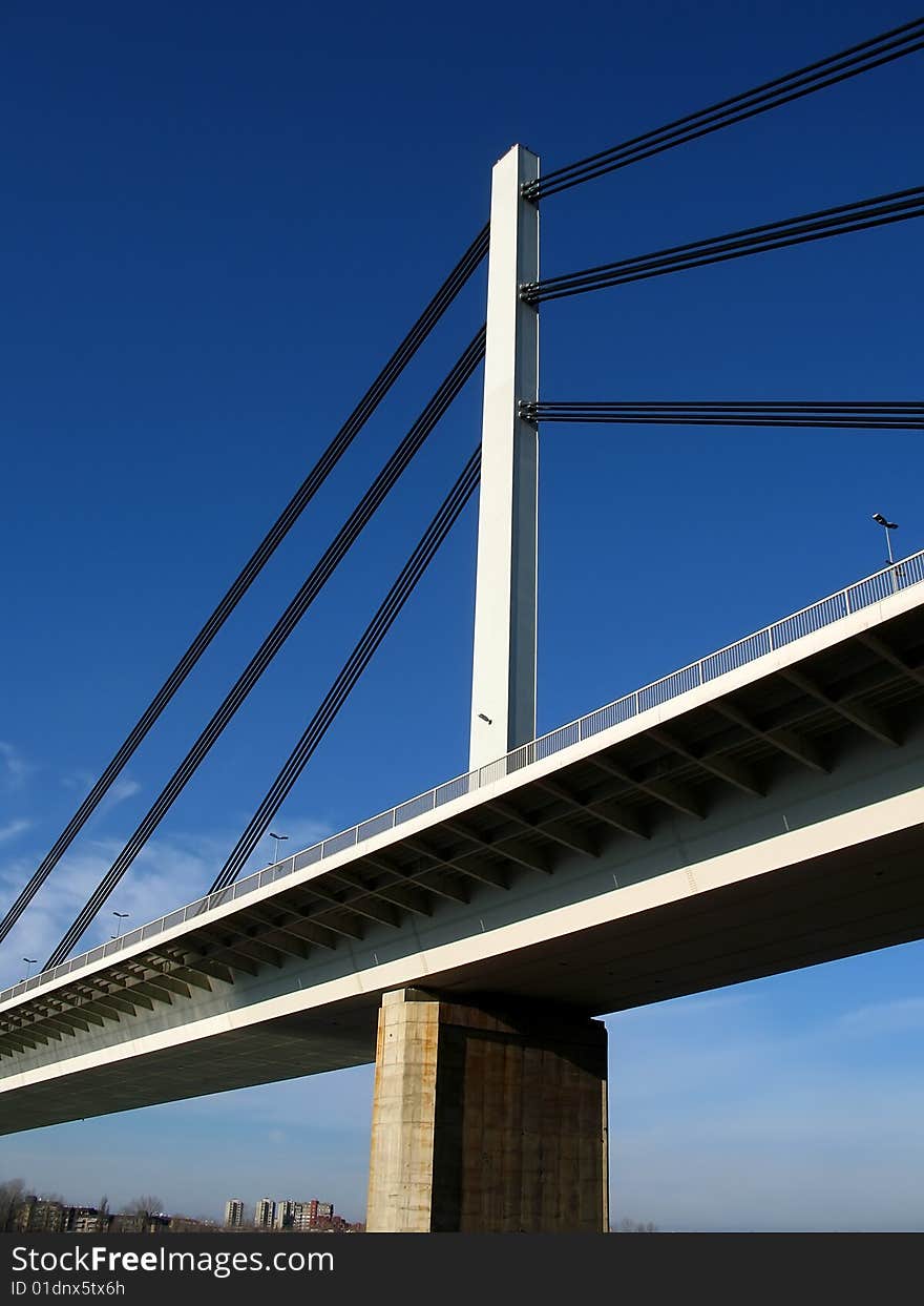 Suspension bridge under the blue sky