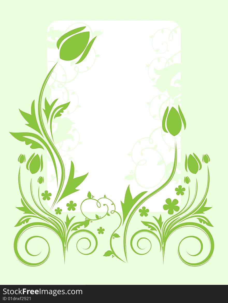 Green floral background with place for your text