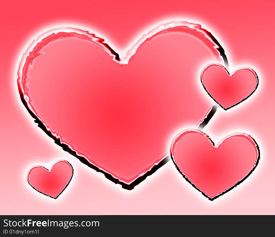 Pink background with several hearts. Pink background with several hearts